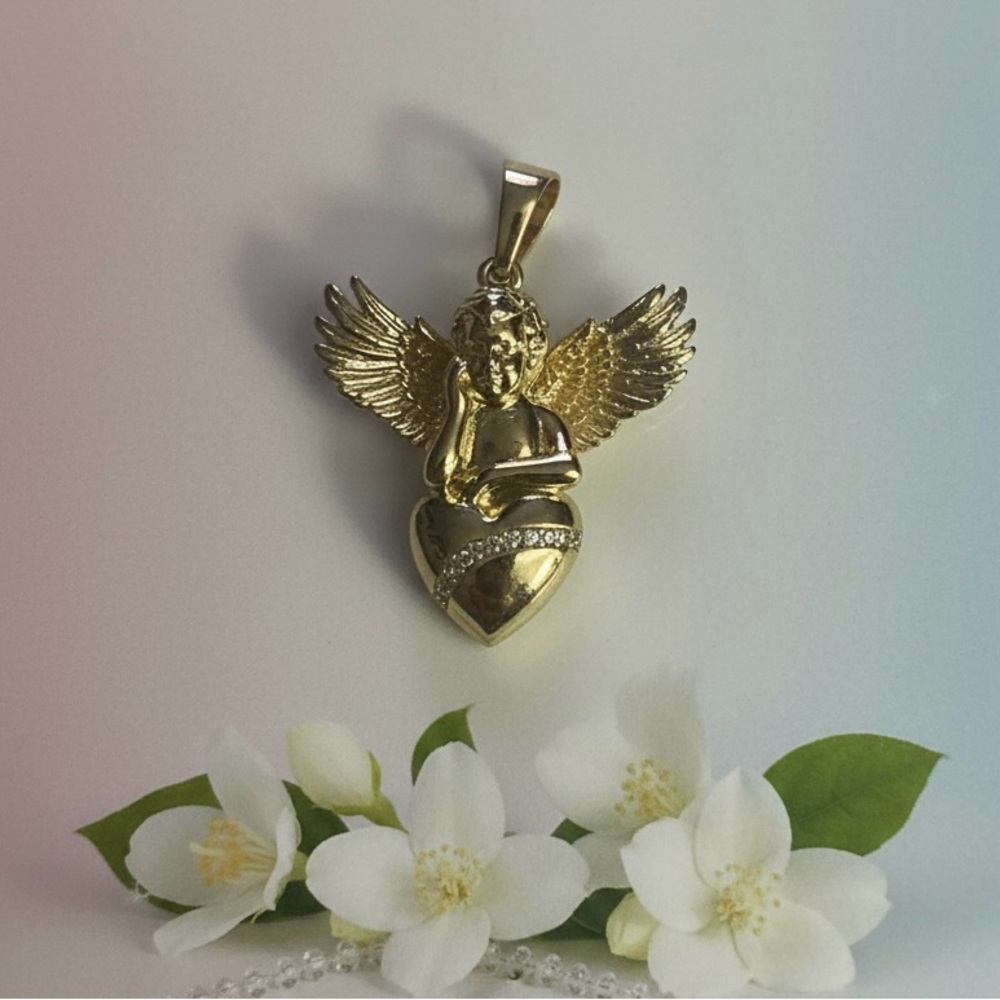 Gold Angel Heart Pendant